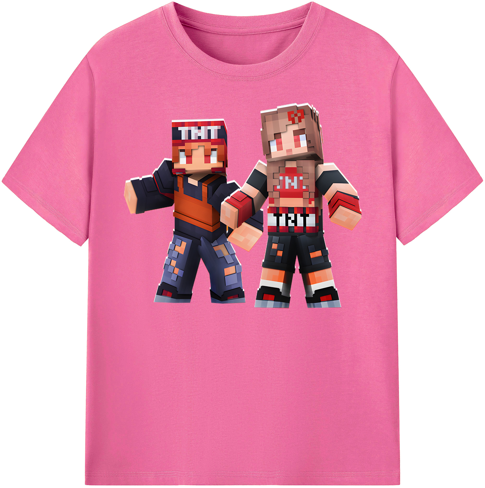 （画像用） マインクラフト ブロックの世界 Minecraft MC Block world レディースカジュアルプリントTシャツ（綿100％）